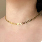 Leaf Chain Necklace- Waterproof Chevron Chain Necklace