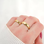 Twisted Bold Ring -  Waterproof Gold Wide Twist Ring