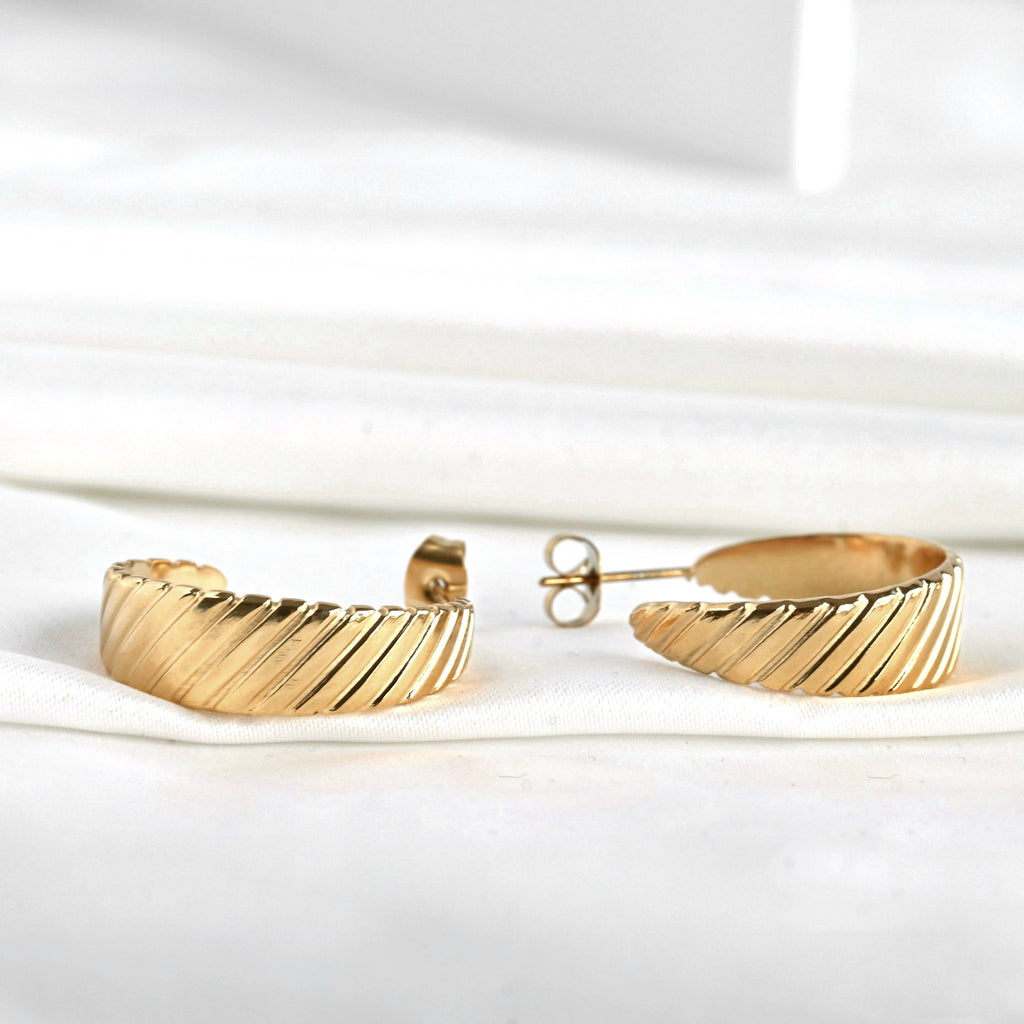 Blueyejewelry - Gold Croissant Hoop Earrings | Wide Croissant Hoops