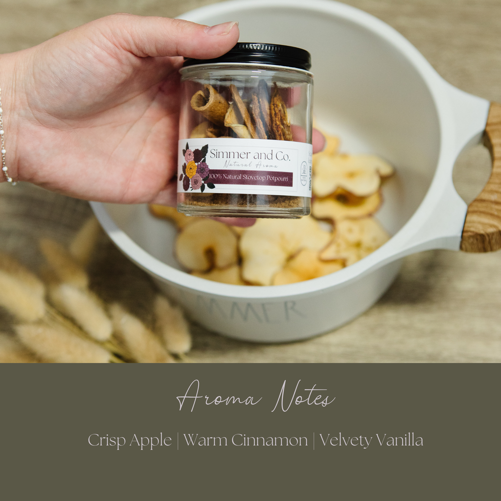 Be Indulgent Simmer Pot Mix, Cozy Apple Vanilla Spice Aroma - Jar Edition