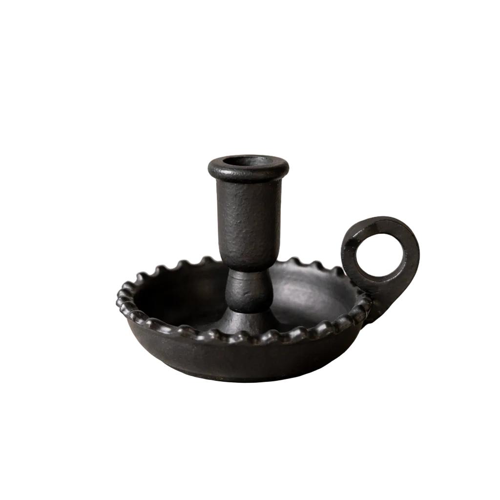 Luxe B Co - Scalloped Black Iron Candle Holder