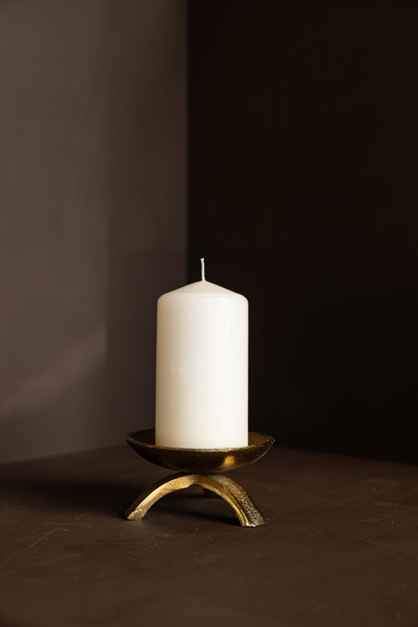 Luxe B Co- Brass Inspired Tripod Pillar Candle Holder