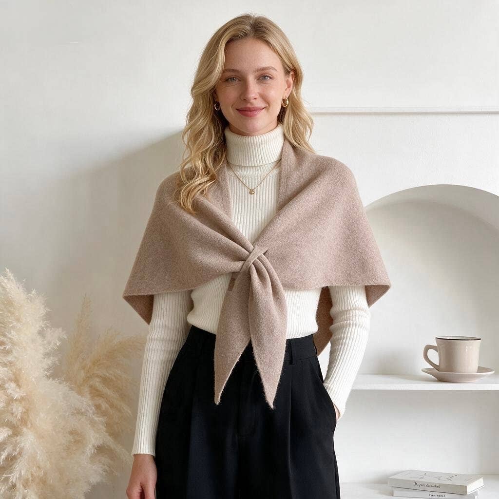 Silrenza Global Inc - Cashmere-Feel Triangle Shawl – Oversized Cozy Wrap Scarf