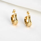 Blueyejewelry - Vintage Style Hoops - 18k Gold Wide Sculptural Hoop Earrings