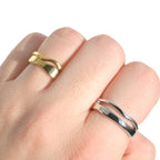 Tarnish-proof Gold Ring Set - 18k Gold Wave Rings