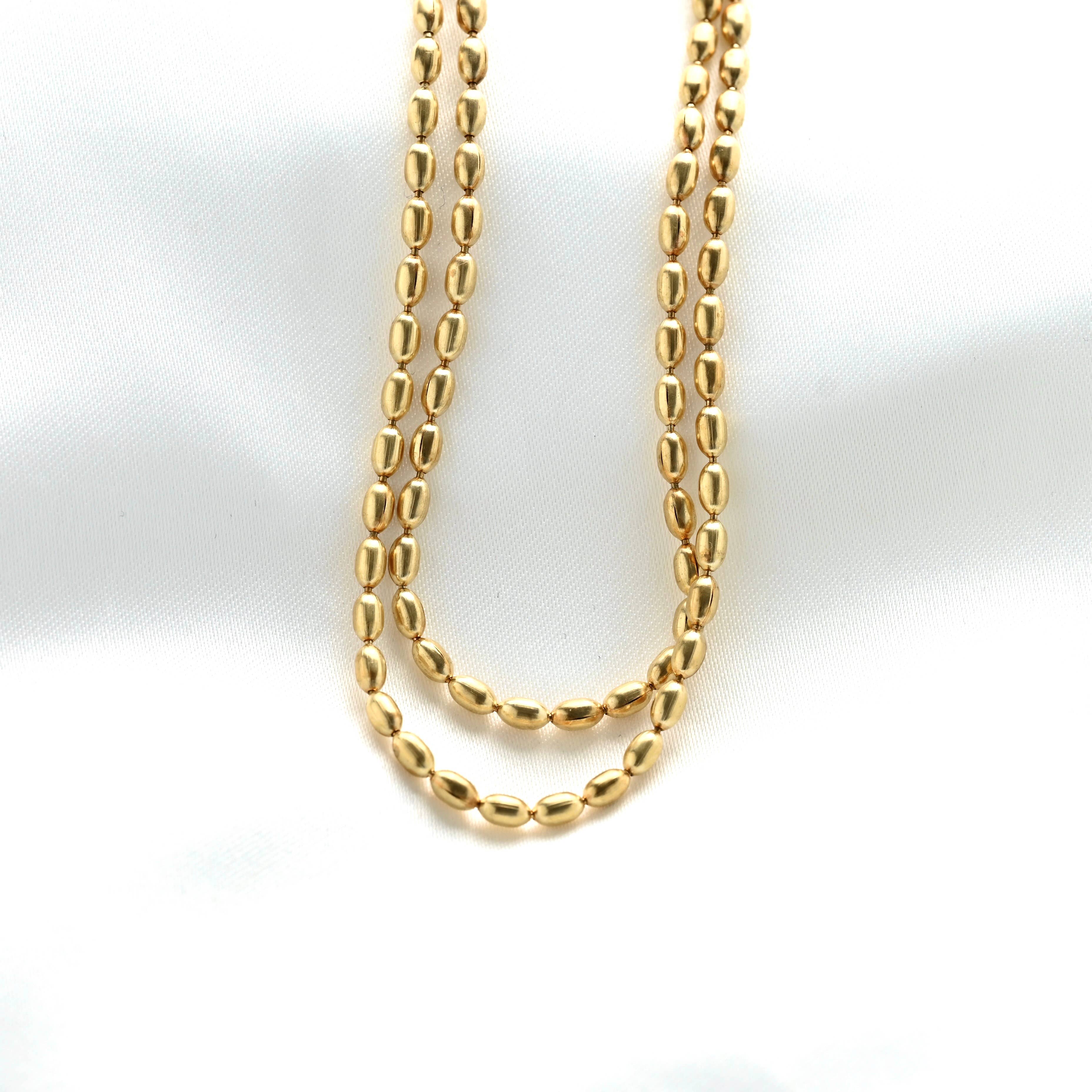 Blueyejewelry - Oval Beaded Chain Necklace - Dainty Gold Layering Necklace