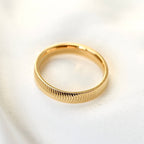 Curved Ribbed Ring - Textured Gold Ring -Simple Striped Band