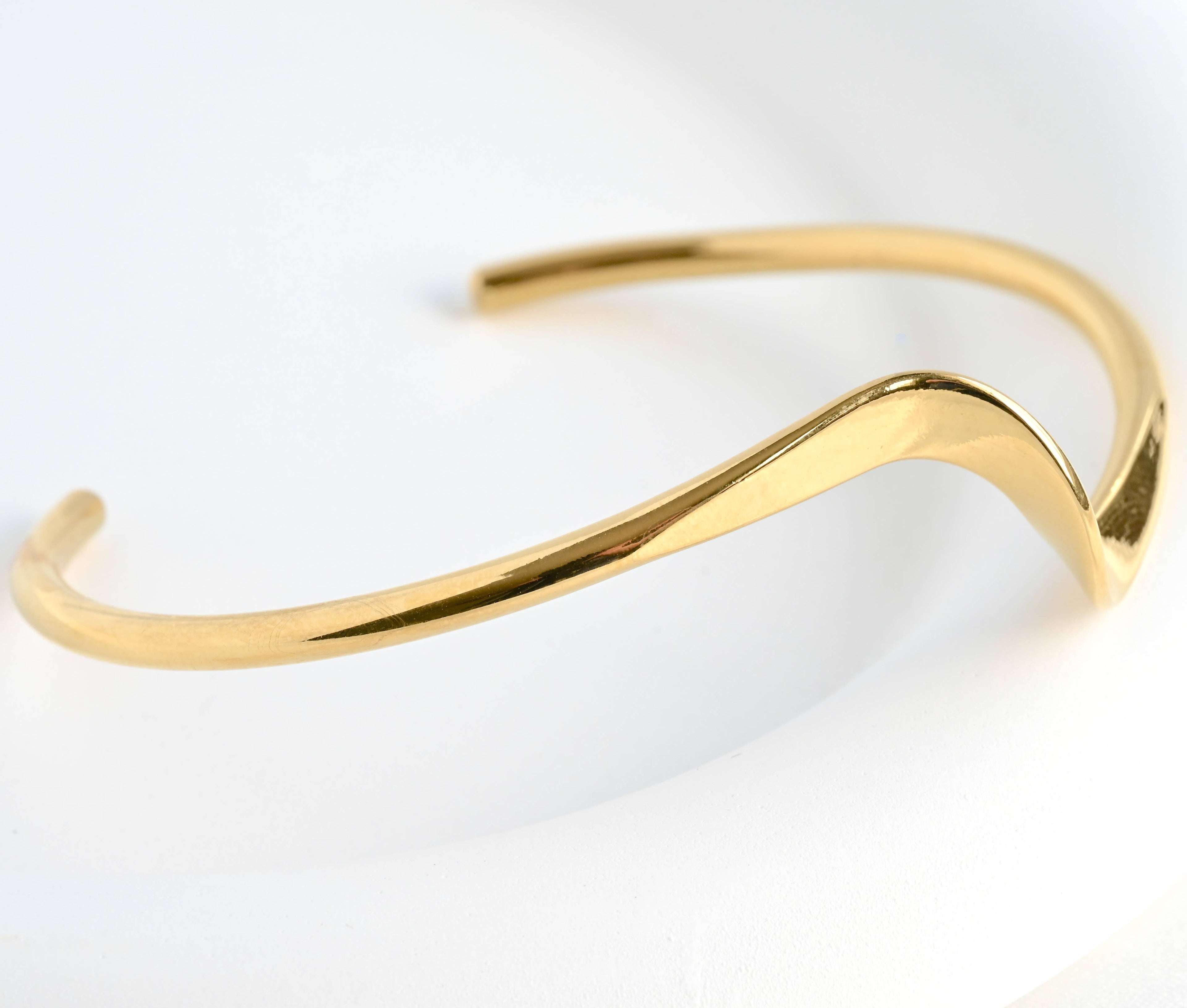 Sculptural Gold Cuff - Tarnish-free Twist Cuff Bracelet