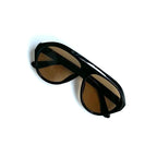 Bella XXL Oversized Aviator Sunglasses Black Brown Lenses
