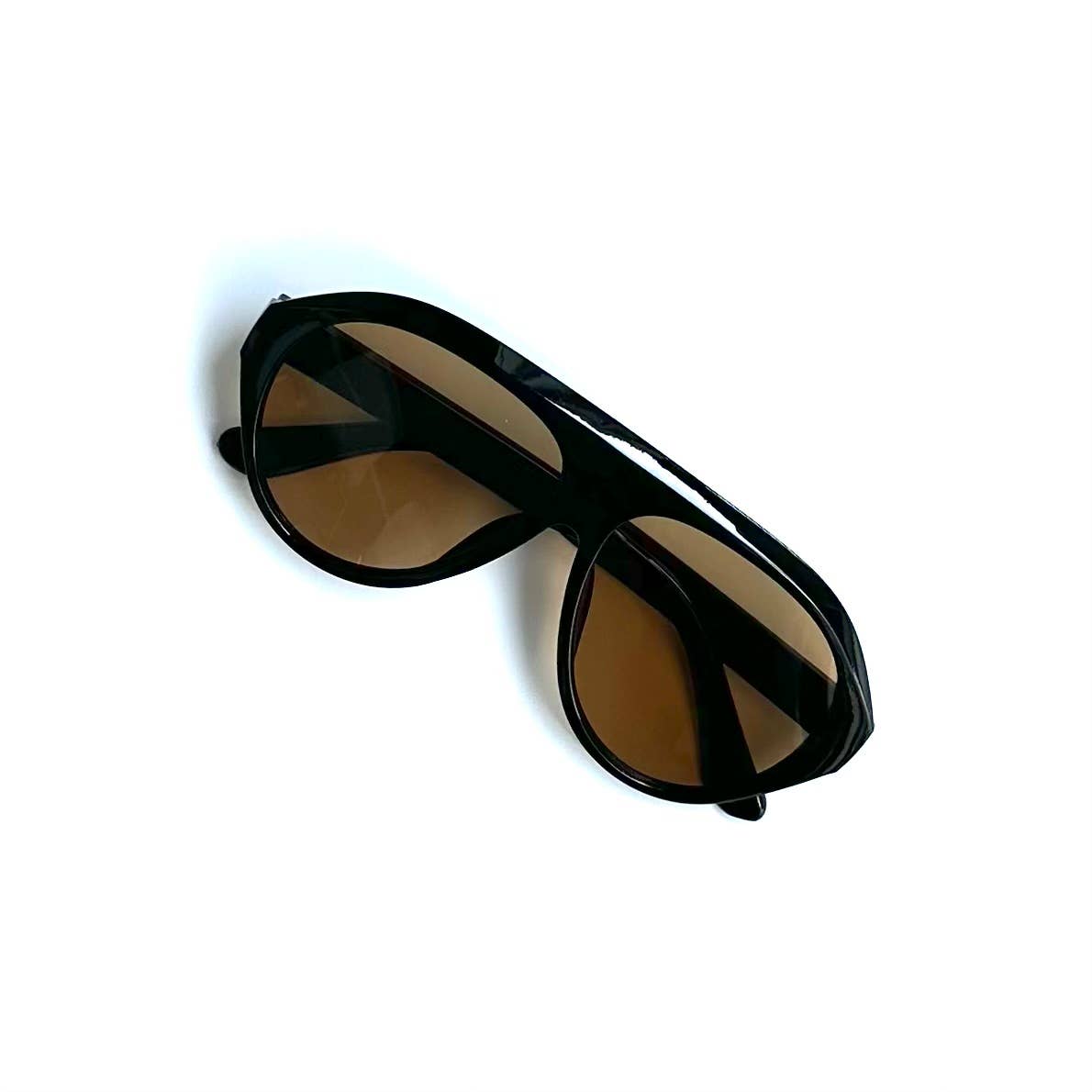 Bella XXL Oversized Aviator Sunglasses Black Brown Lenses