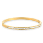 Blueyejewelry - Channel Set Hinged Bangle - Gold CZ Bangle - Cuff Bracelet