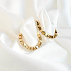 Blueyejewelry - Medium Gold Cube Bead Hoop Earrings- Stainless Steel