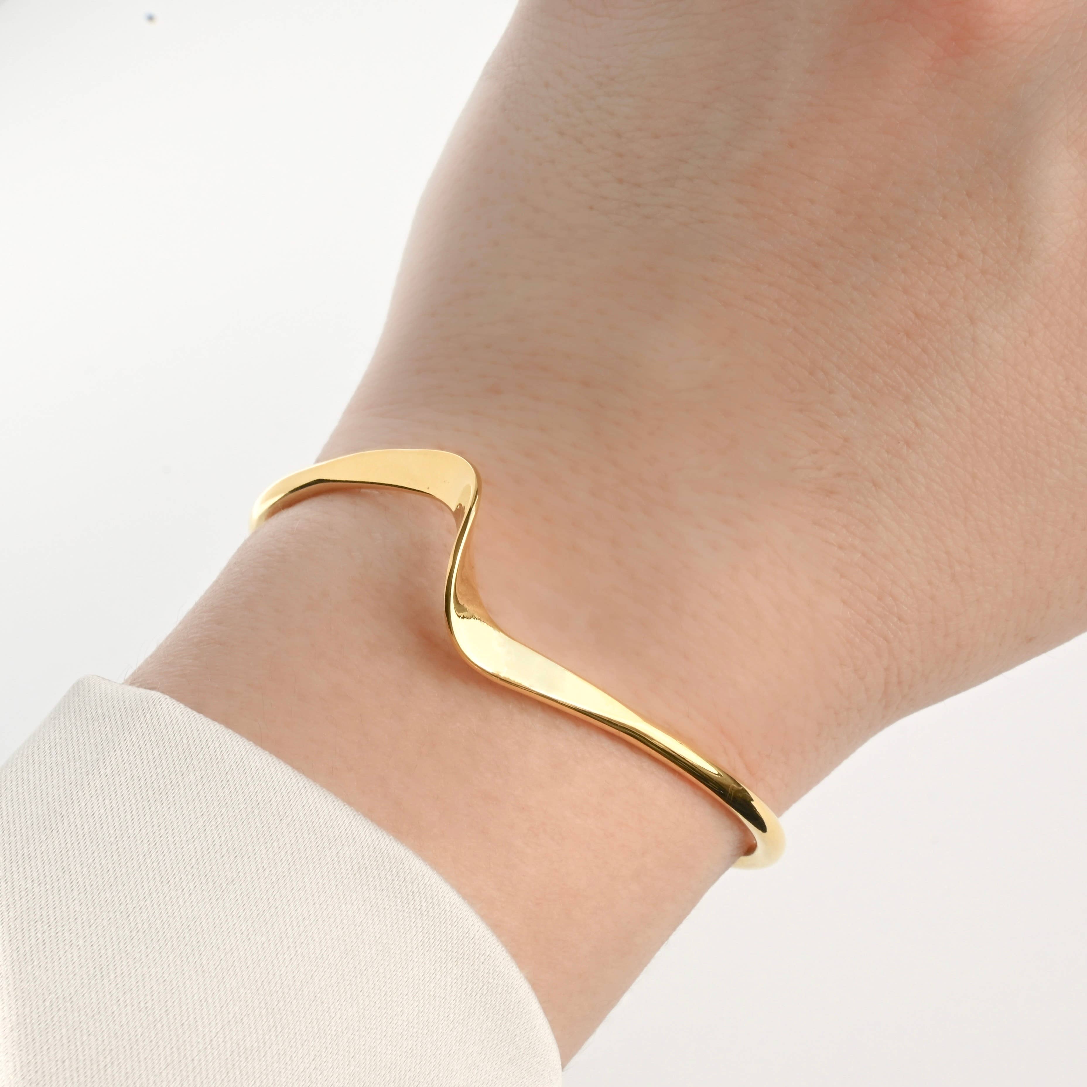 Sculptural Gold Cuff - Tarnish-free Twist Cuff Bracelet
