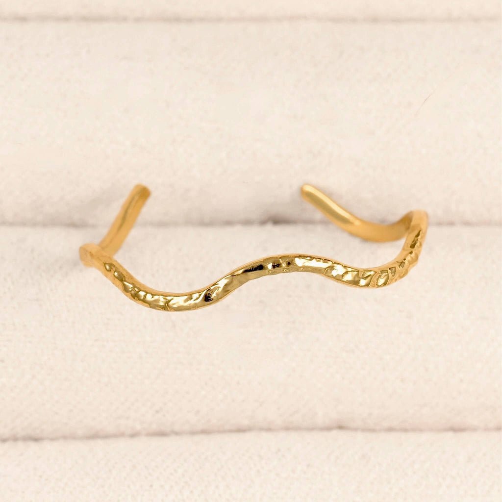 Textured Wavy Cuff Ring
