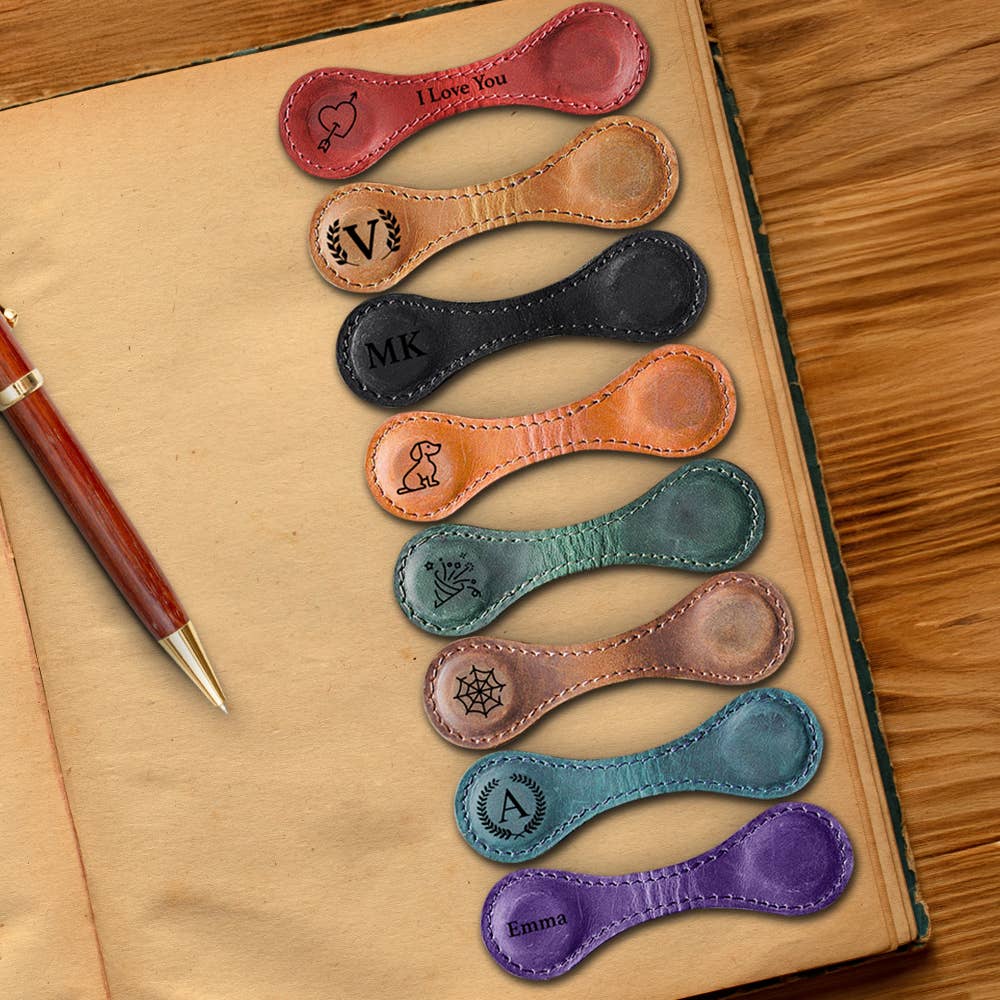 Leather Magnetic Bookmark, Handmade Leather Book mark