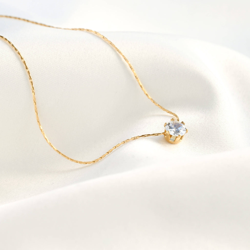 Solitaire Necklace - Tarnish-free Diamond Pendant