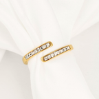 Channel-set Wrap Ring - Open Slim Mother of Pearl Band