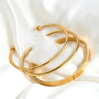 Blueyejewlery - Slim Cuff Bracelets - Waterproof Gold Open Bangle -Claw Cuff