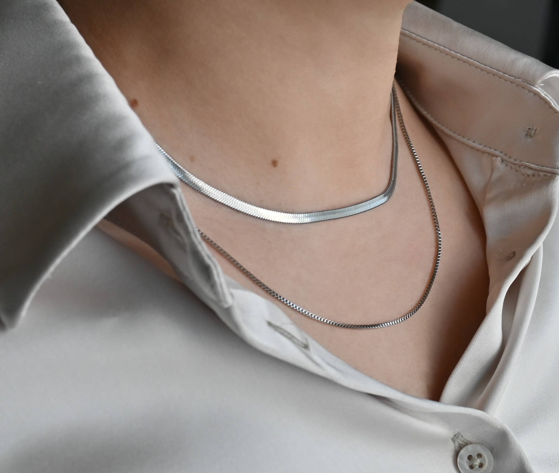 Box Chain Necklace - Dainty Box Necklace - Delicate Chain