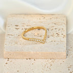 Wishbone Stacker Rings - Plain and Pave Dimond V Ring Set