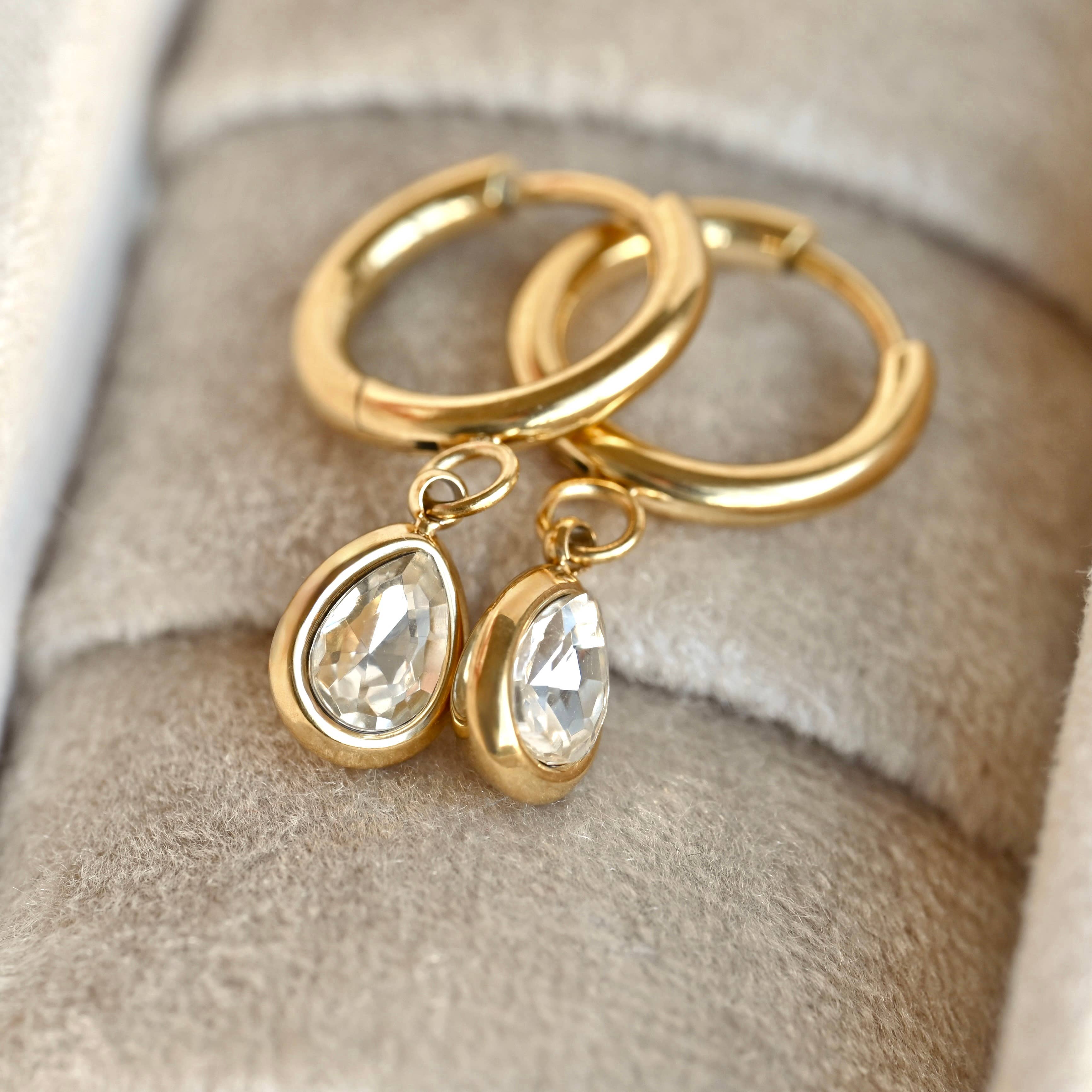 Blueyejewelry - Diamond Teardrop Hoop Earrings