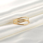 Layered Gold Ring - Waterproof 3 Layered Wave Ring