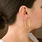 Oversized Rectangle Hoops - 18k Gold Statement Hoop Earrings