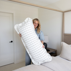 Luxe B Co - Ruffle Bolster Pillow Cover White Olive Green Embroidery