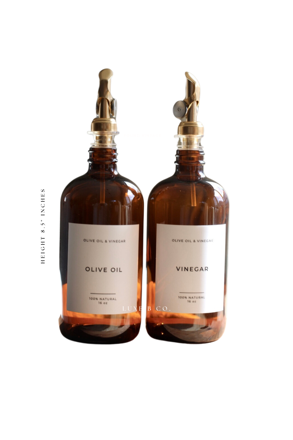 Luxe B Co- Glass Dispenser Amber Olive Oil & Vinegar Refillable Bottles
