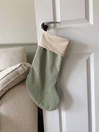 Green Stripe Luxury Velvet-Lined Christmas Stocking