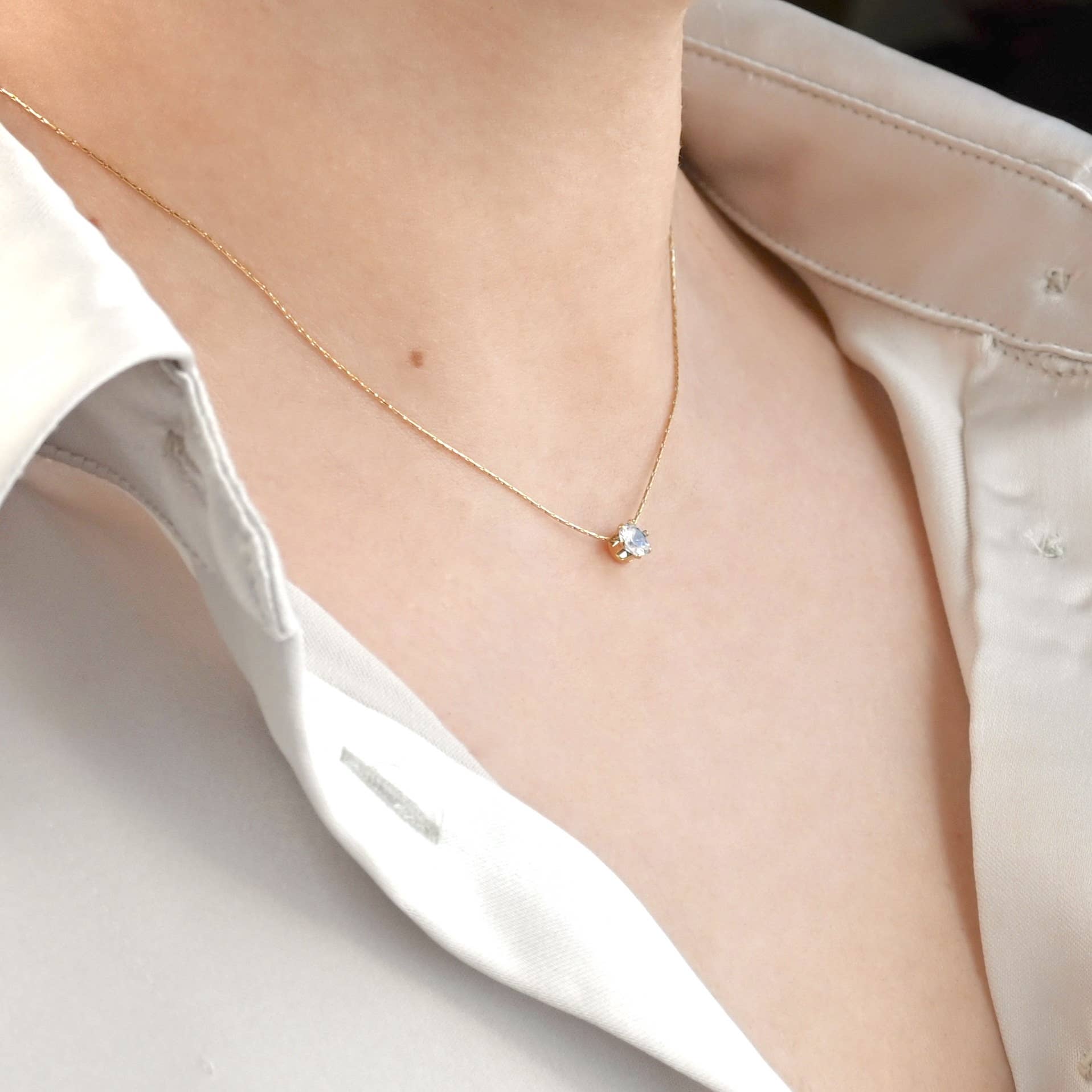 Solitaire Necklace - Tarnish-free Diamond Pendant
