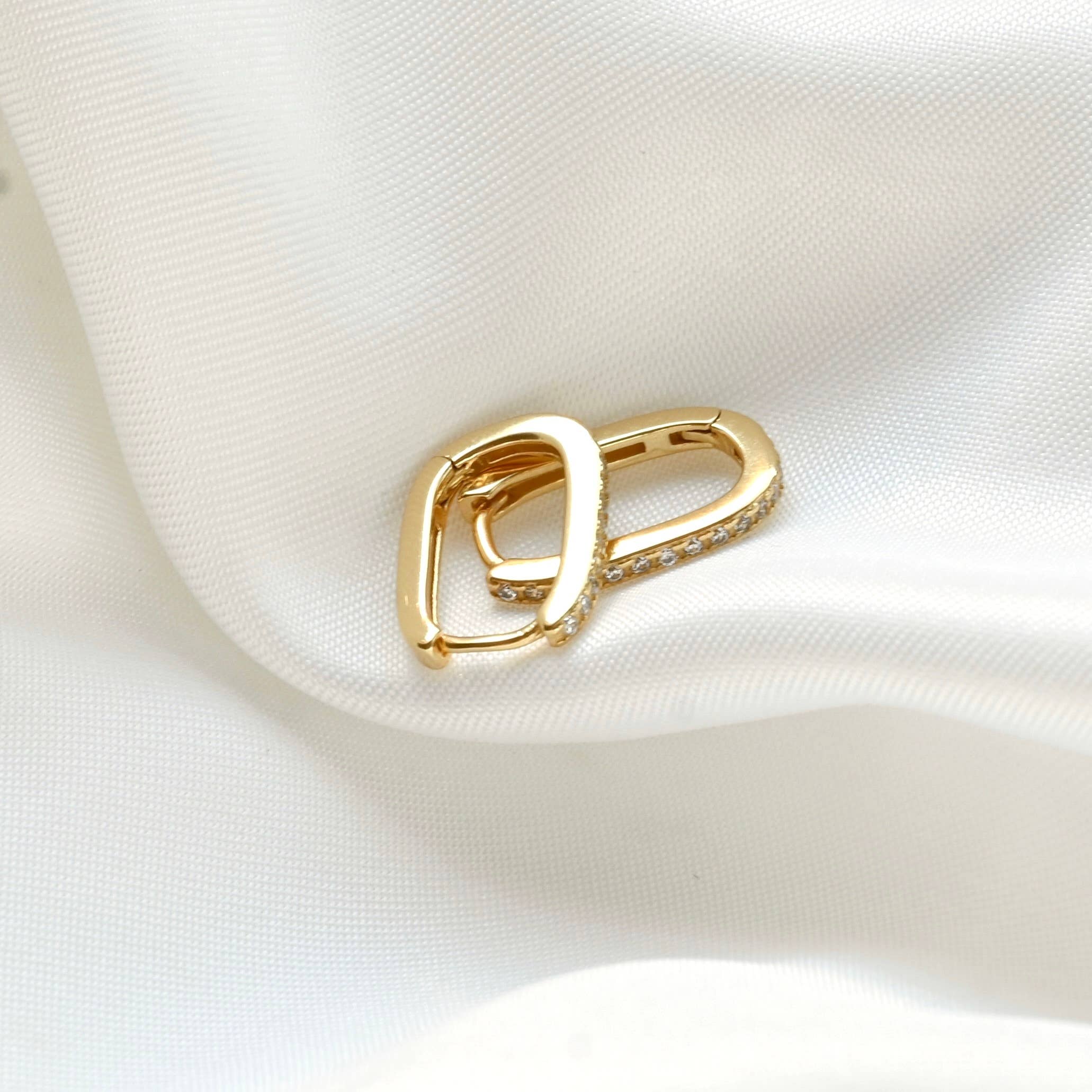 Diamond U Hoops - 925 Silver Pavé Link Hoop Earrings