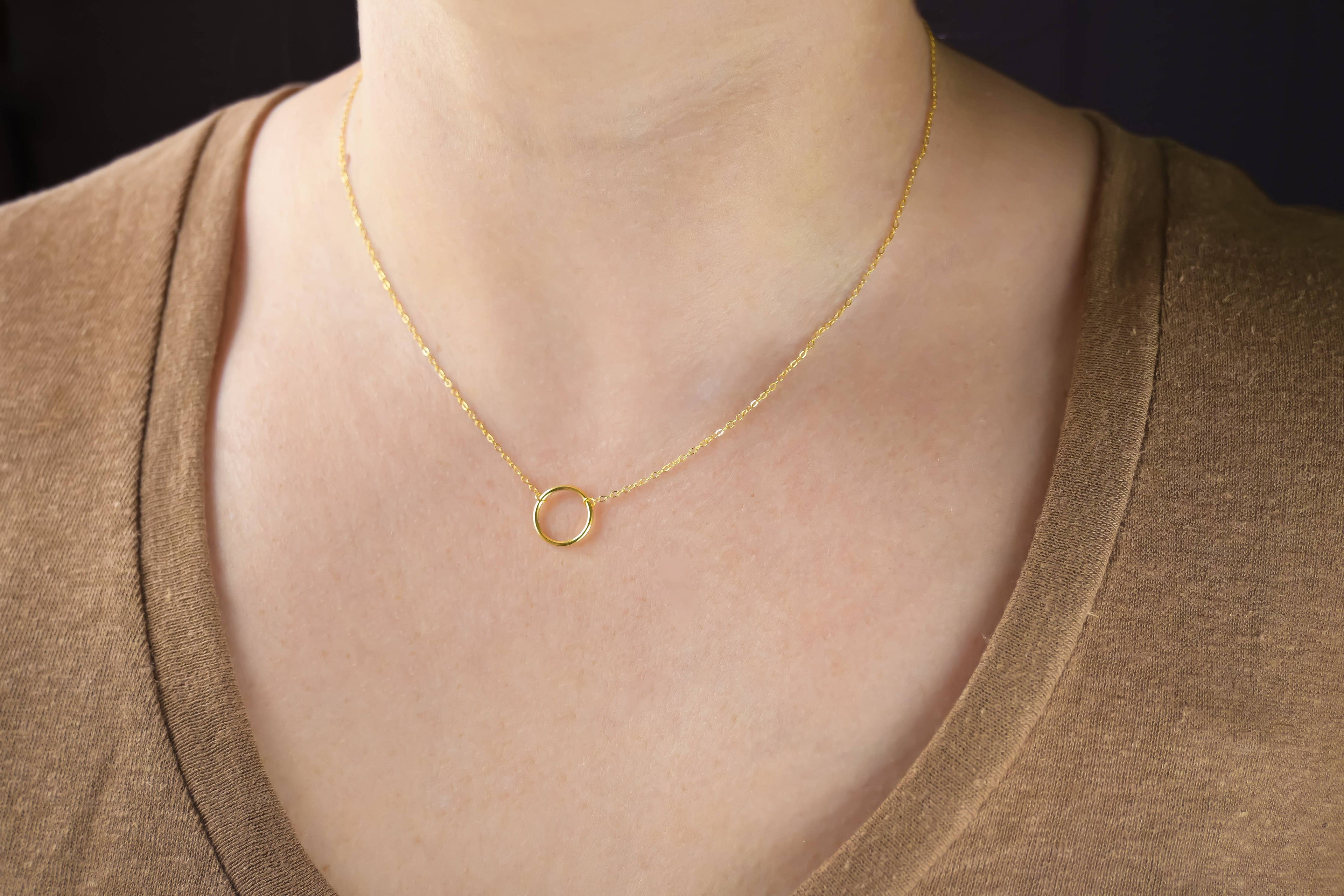 Sterling Silver Circle Link Necklace - Gold Circle Necklace