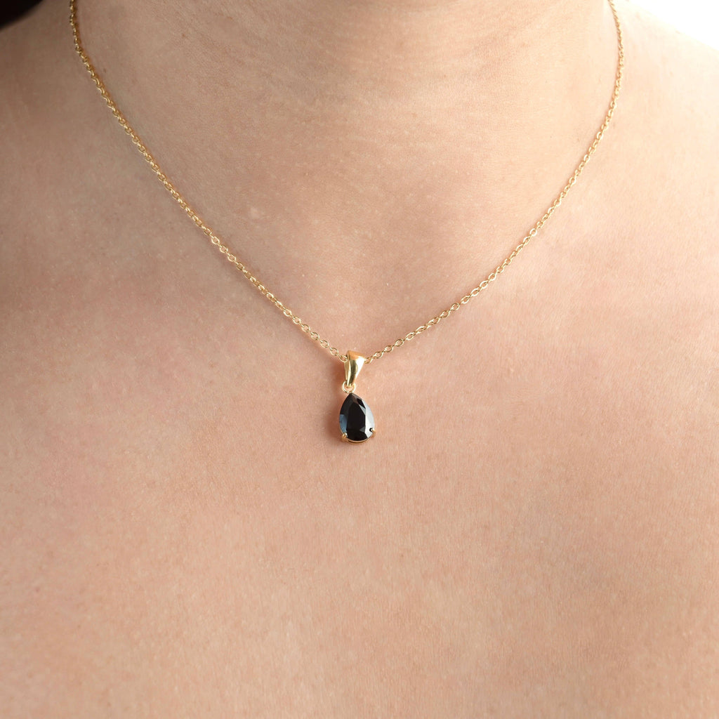 Blueyejewelry - Pear CZ Necklace - Tear Drop Diamond Birthstone Pendant