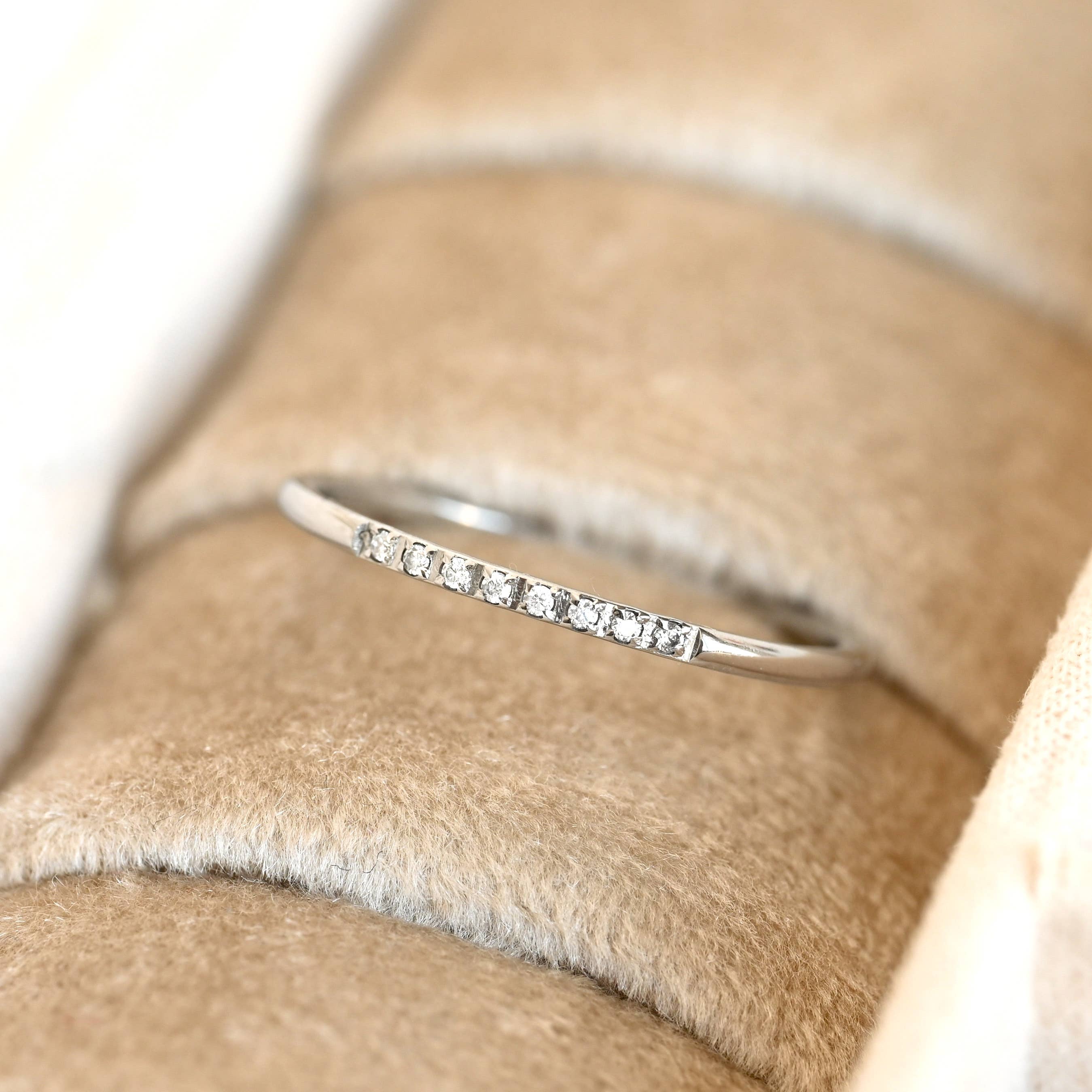 Thin Pave CZ Ring - Slim Stacker Ring - Pave Diamond Band