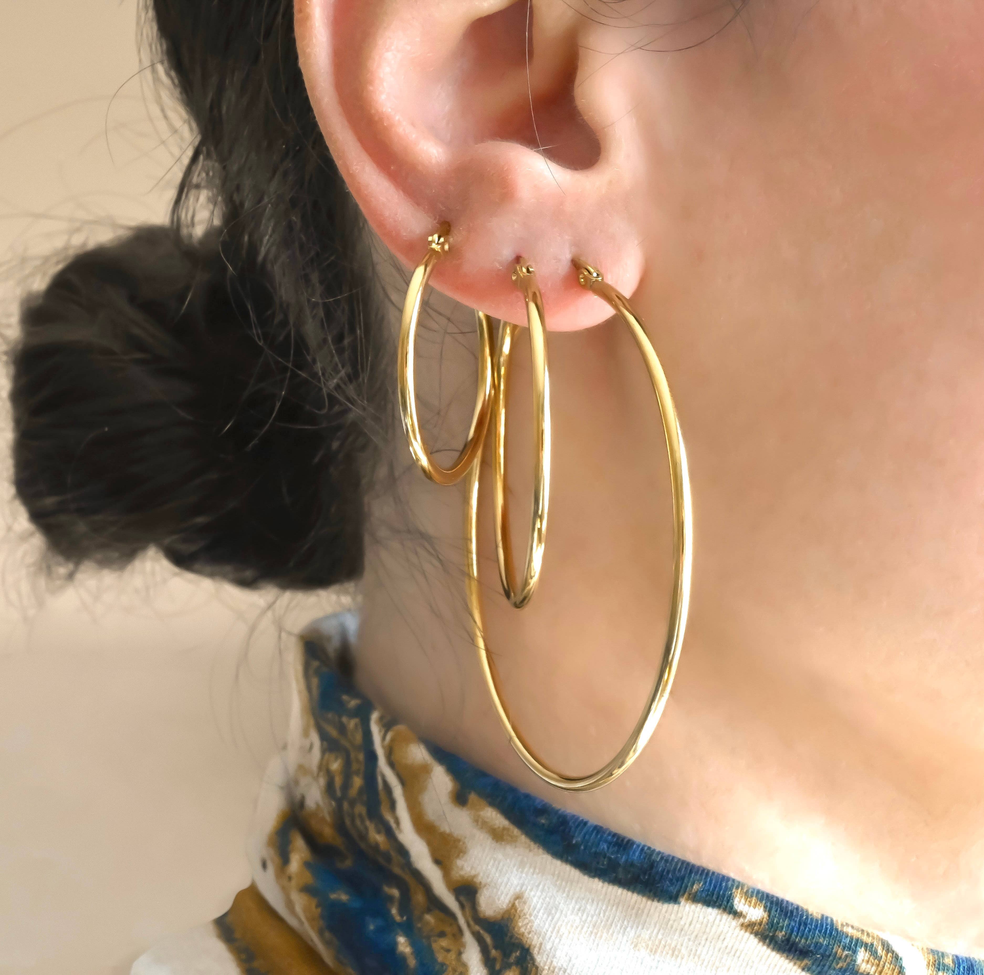 Blueyejewelry - 1.8mm Thin Hoop Earrings - Tarnish-free Stainless Steel