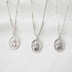 Travelers Small Silver Coin Necklace (St. Christopher)