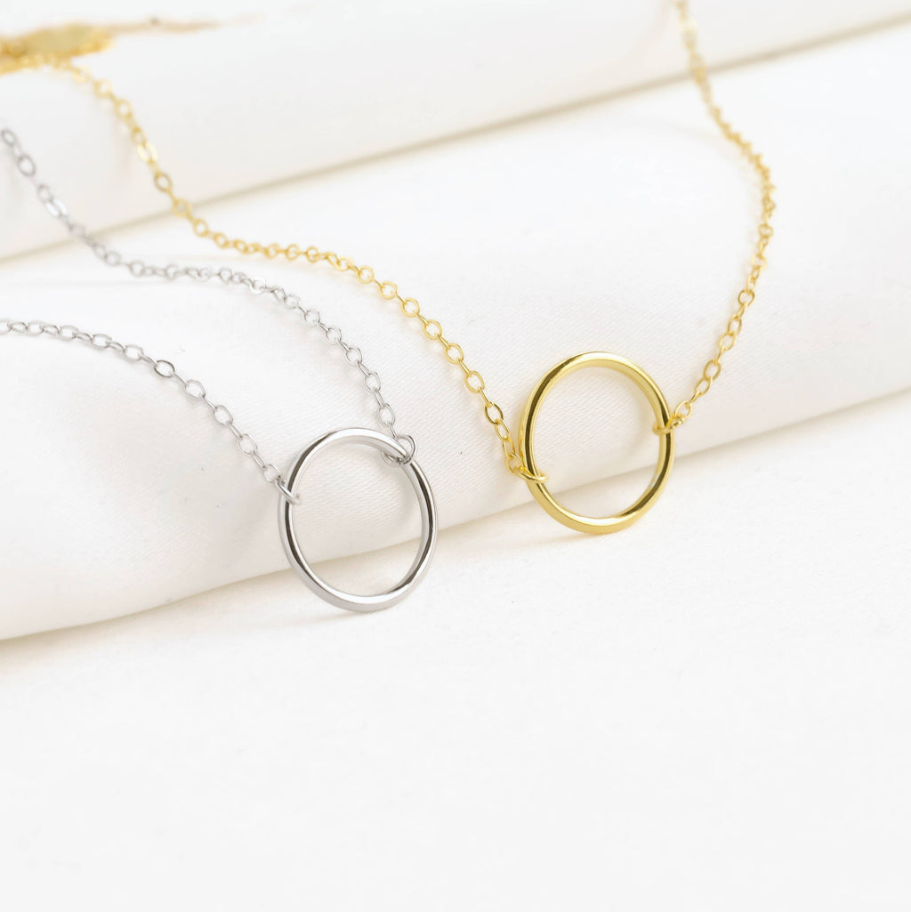 Sterling Silver Circle Link Necklace - Gold Circle Necklace
