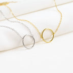 Sterling Silver Circle Link Necklace - Gold Circle Necklace