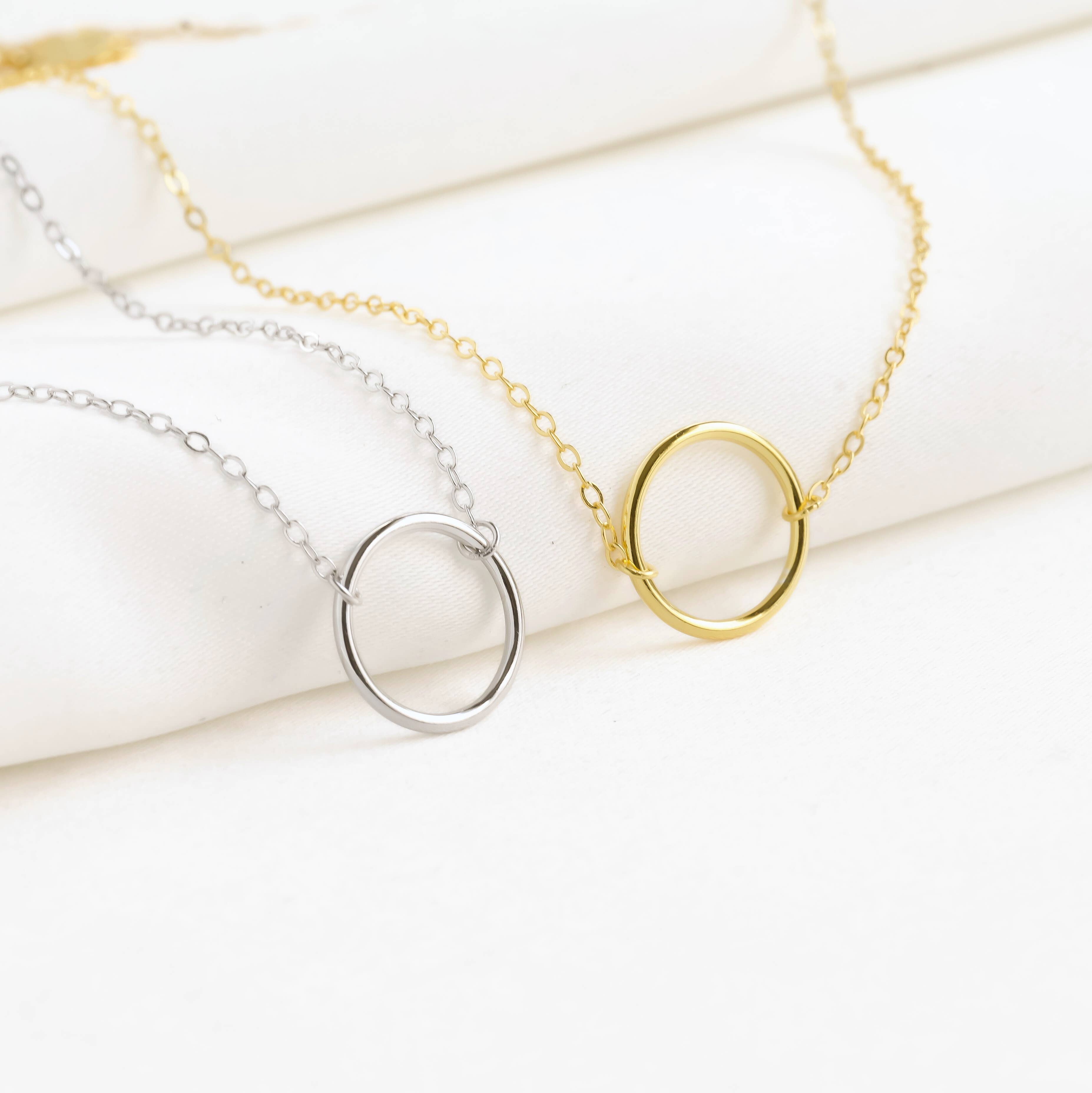 Sterling Silver Circle Link Necklace - Gold Circle Necklace