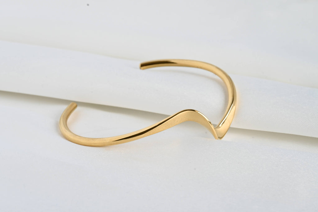 Sculptural Gold Cuff - Tarnish-free Twist Cuff Bracelet