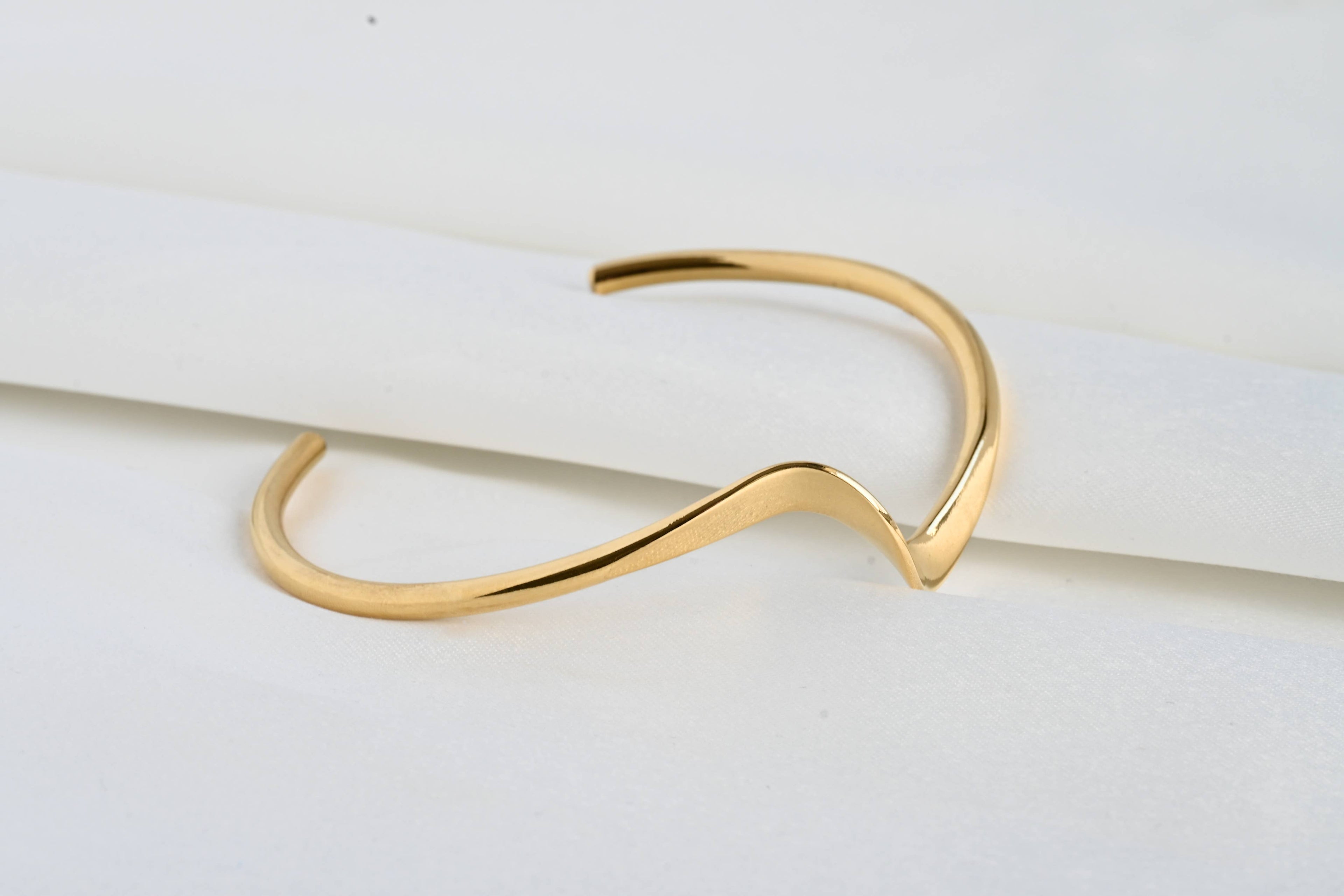 Sculptural Gold Cuff - Tarnish-free Twist Cuff Bracelet