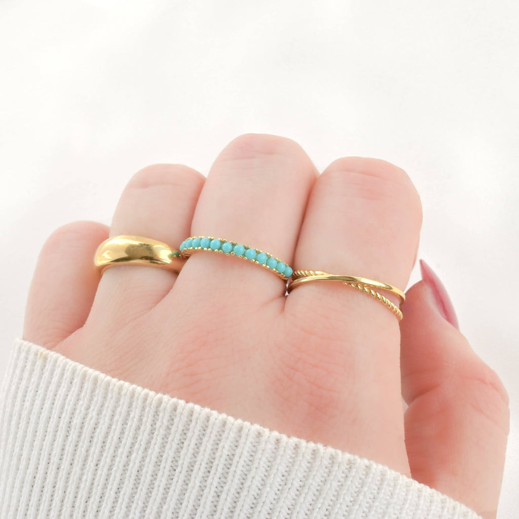 Interlocking Circles Twist Ring - 18k Gold Duo Ring