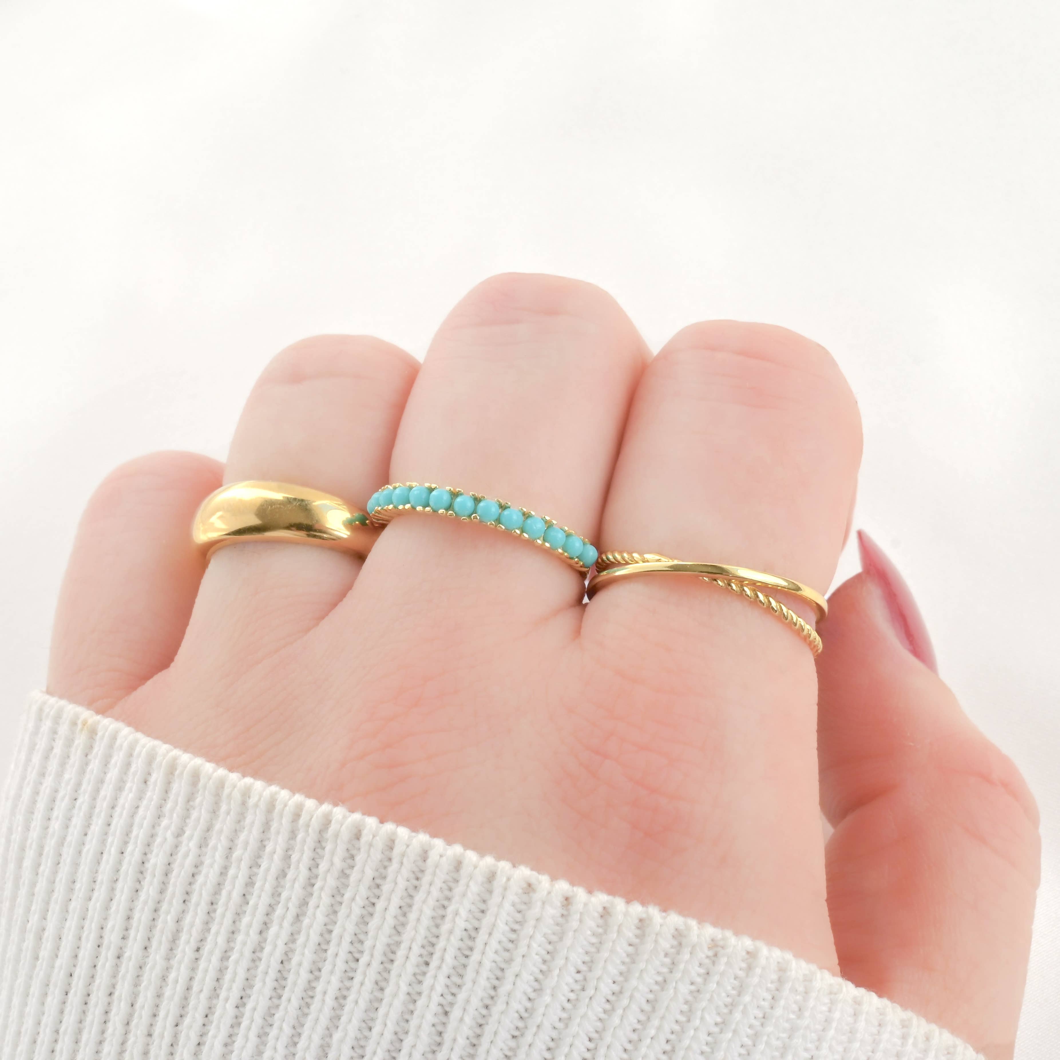 Interlocking Circles Twist Ring - 18k Gold Duo Ring