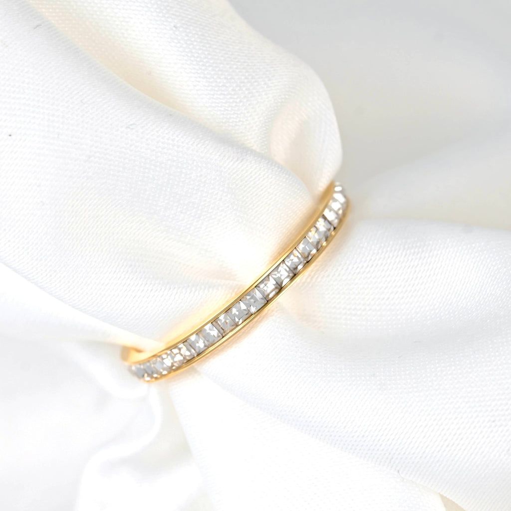 Blueyejewelry - Slim Eternity Ring - Thin Channel-set Ring - Gold CZ Ring