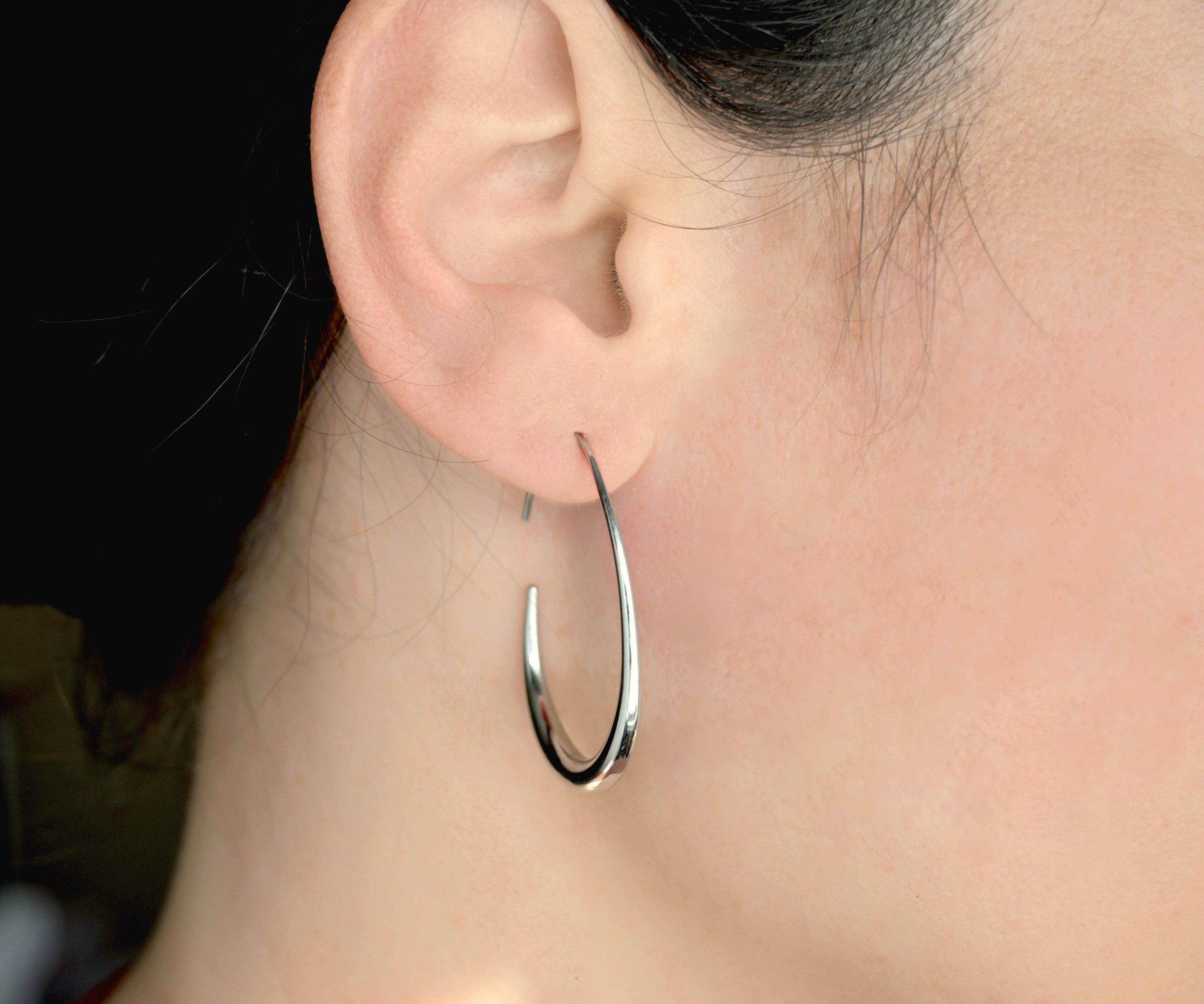 Tear Drop Earrings - Stainless Steel Pear Hoop Earrings