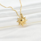Vintage Style Sun Necklace - Sun Burst Coin Necklace
