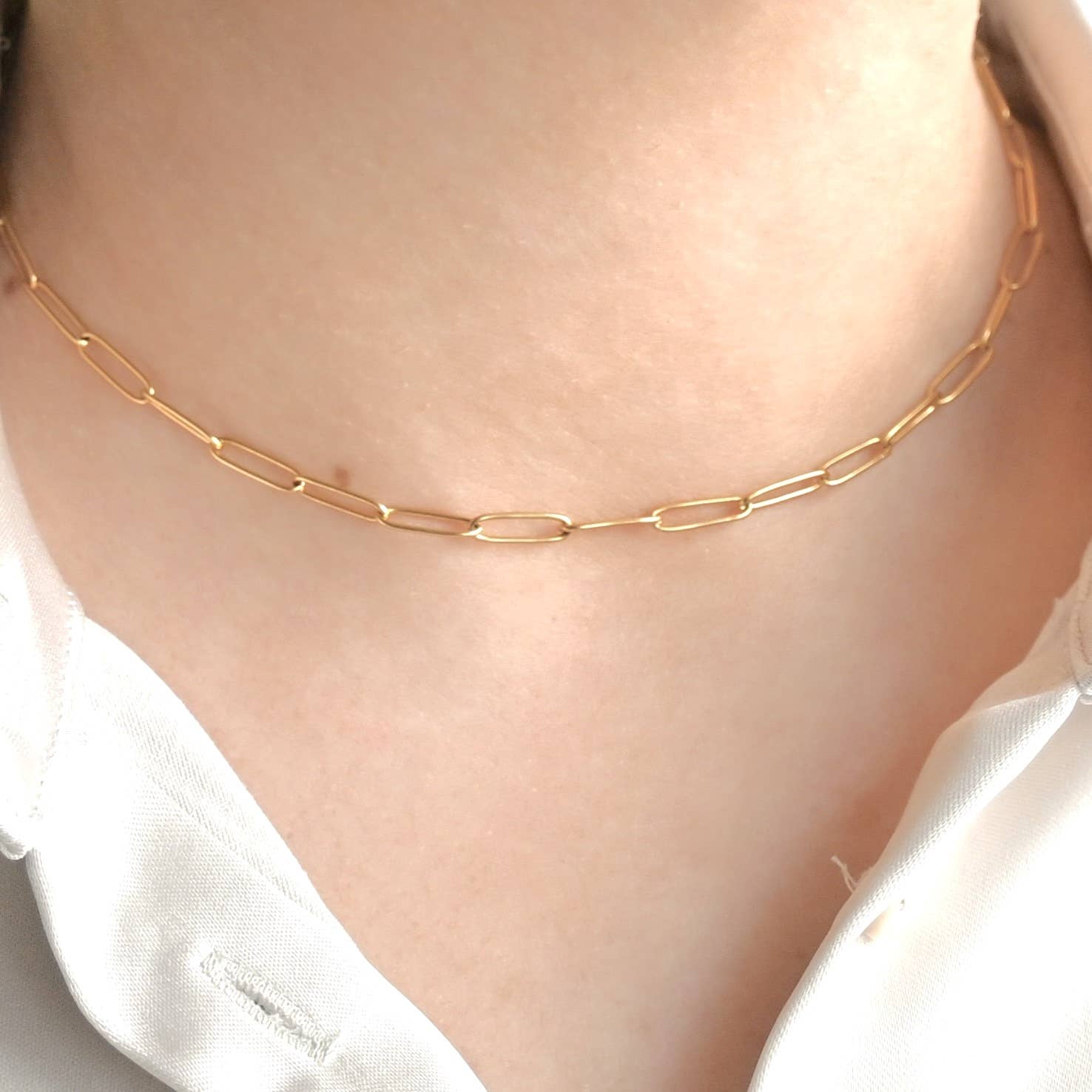 Paperclip Chain Necklace - Dainty Link Chain Necklace