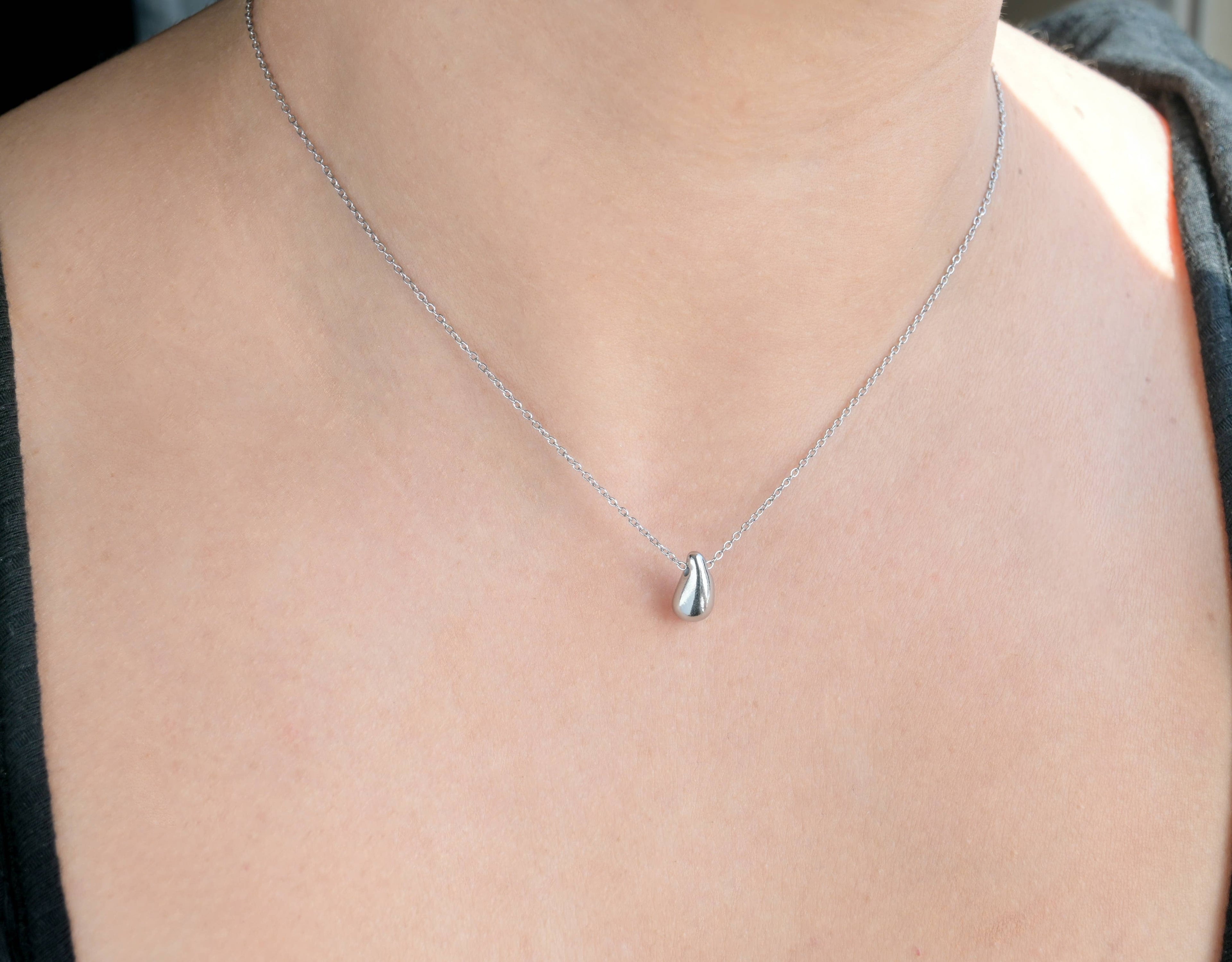 Tear Drop Pendant Necklace - Dainty Droplet Necklace
