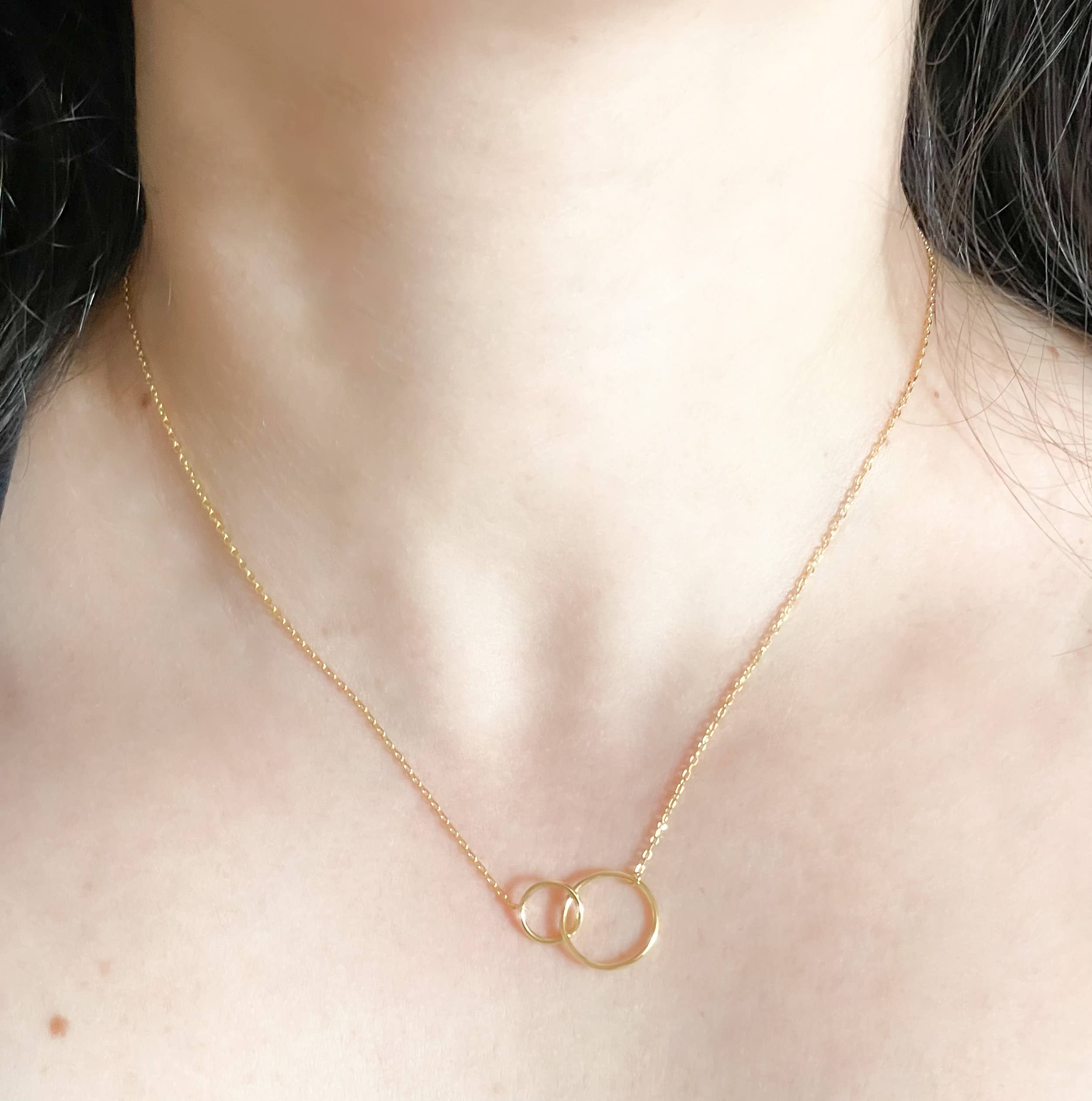 Sterling Silver Circle Link Necklace - Gold Circle Necklace